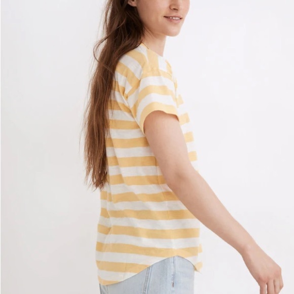 Madewell Whisper Cotton Rib-Crewneck Tee in Bastian Stripe Small - Picture 3 of 7